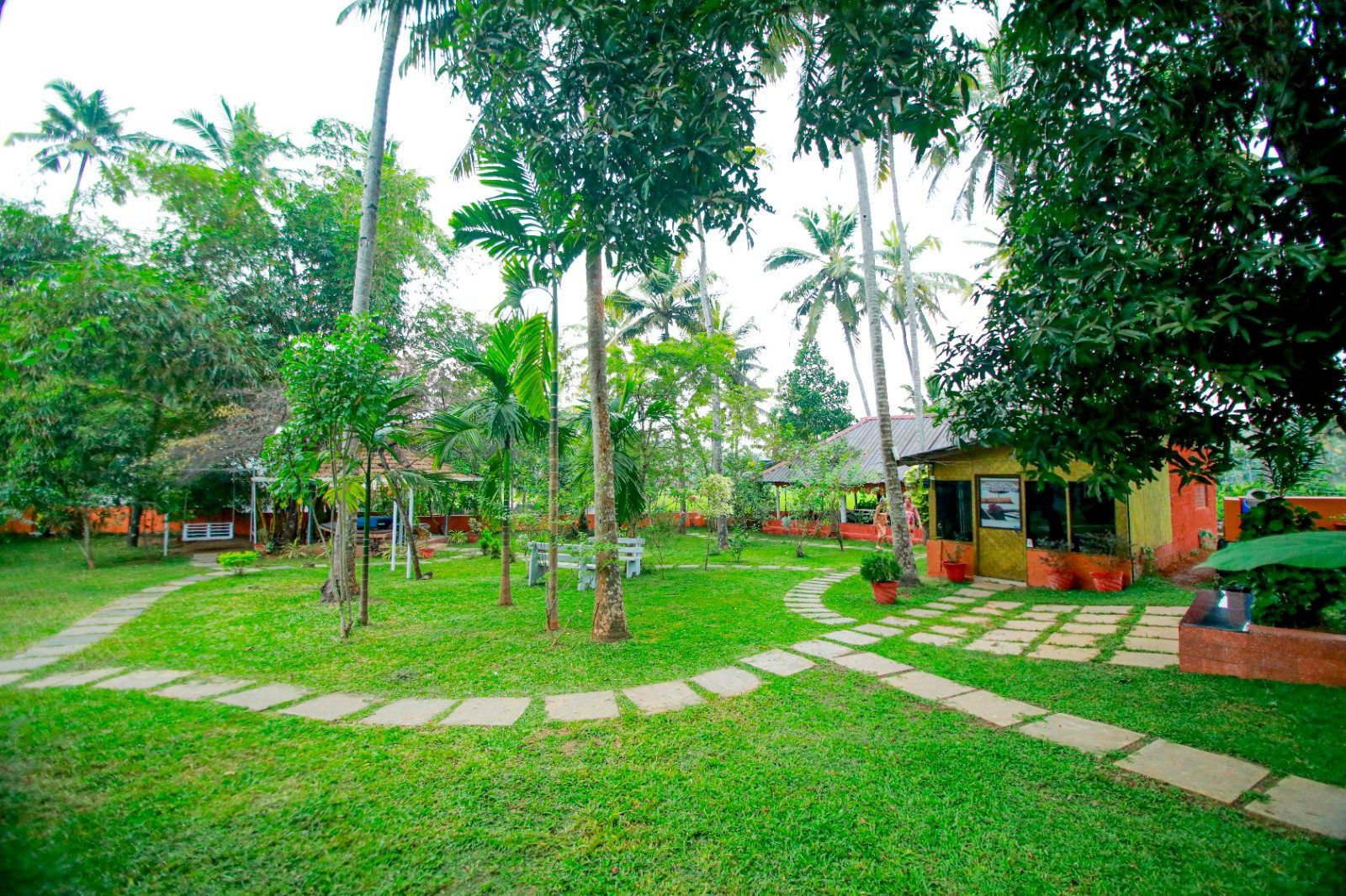 Cottages among the trees on the center's lawn